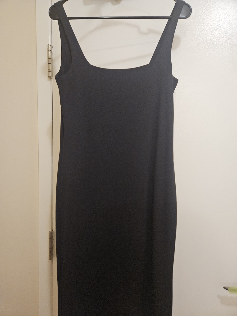 Minimalist Black Midi Slip Dress